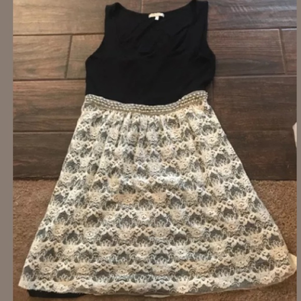 Just Ginger Small Black Lace Overlay Dress